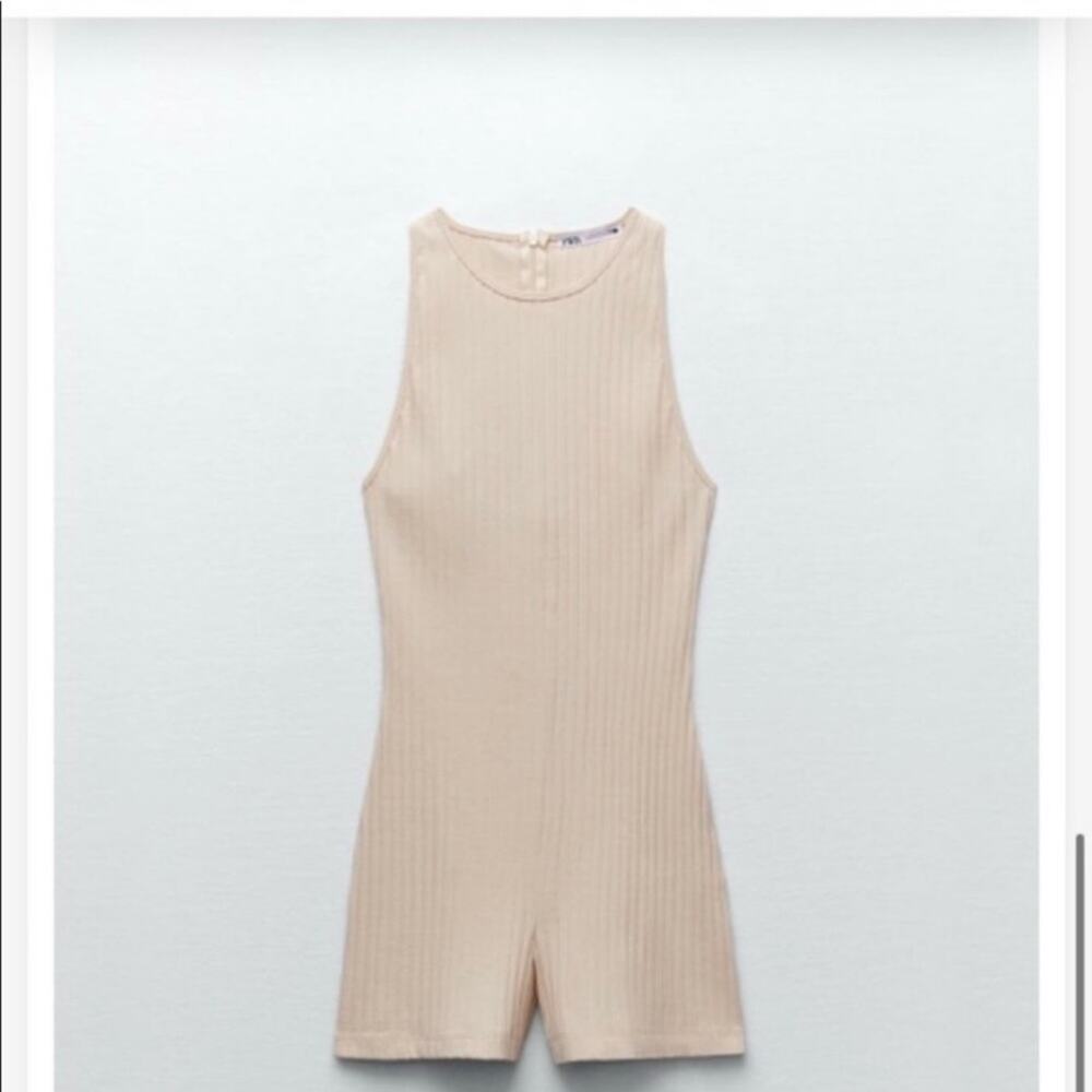NWT Zara Cream‎ Ribbed Romper